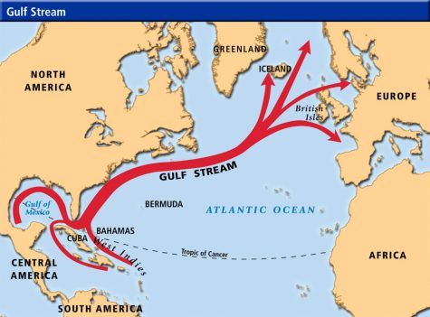 This map shows the gulf stream in which Dow hopes her boat and drifter will travel.