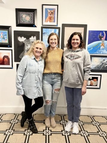 Mrs. Concascia (left), alongside fellow art teachers Mrs. Bono, and Mrs. Brown (right).