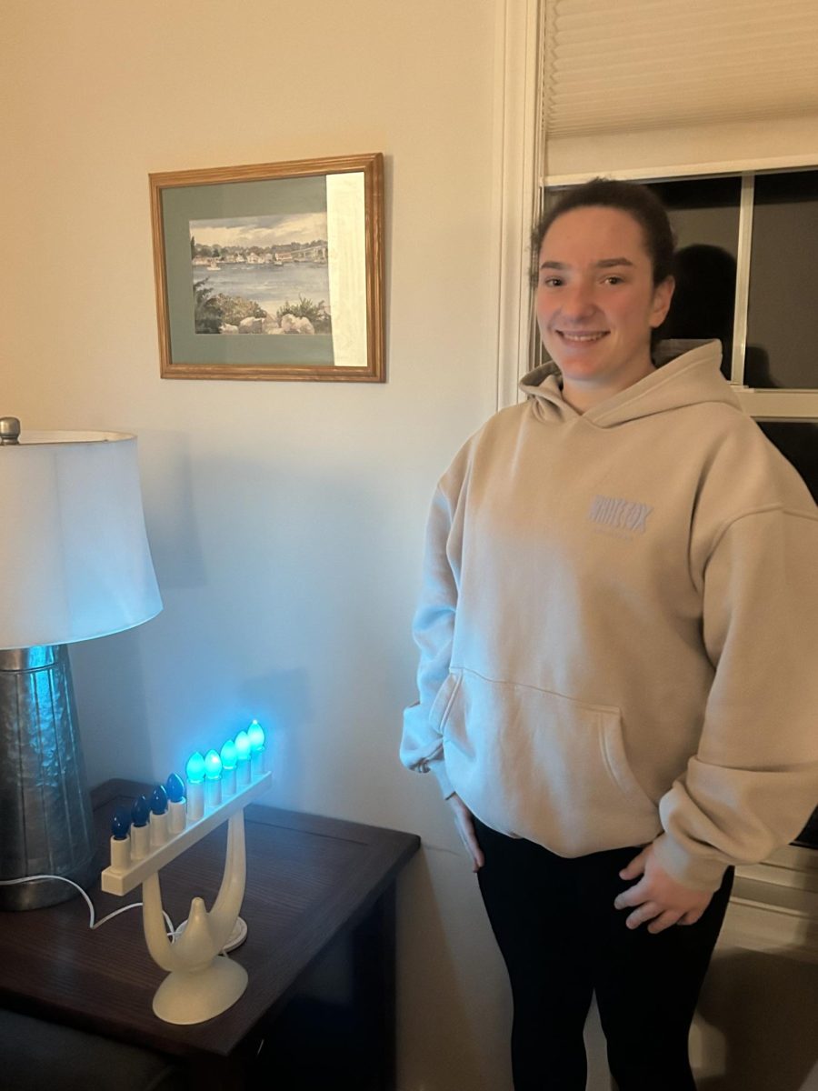Madison Goldstein with her menorah.